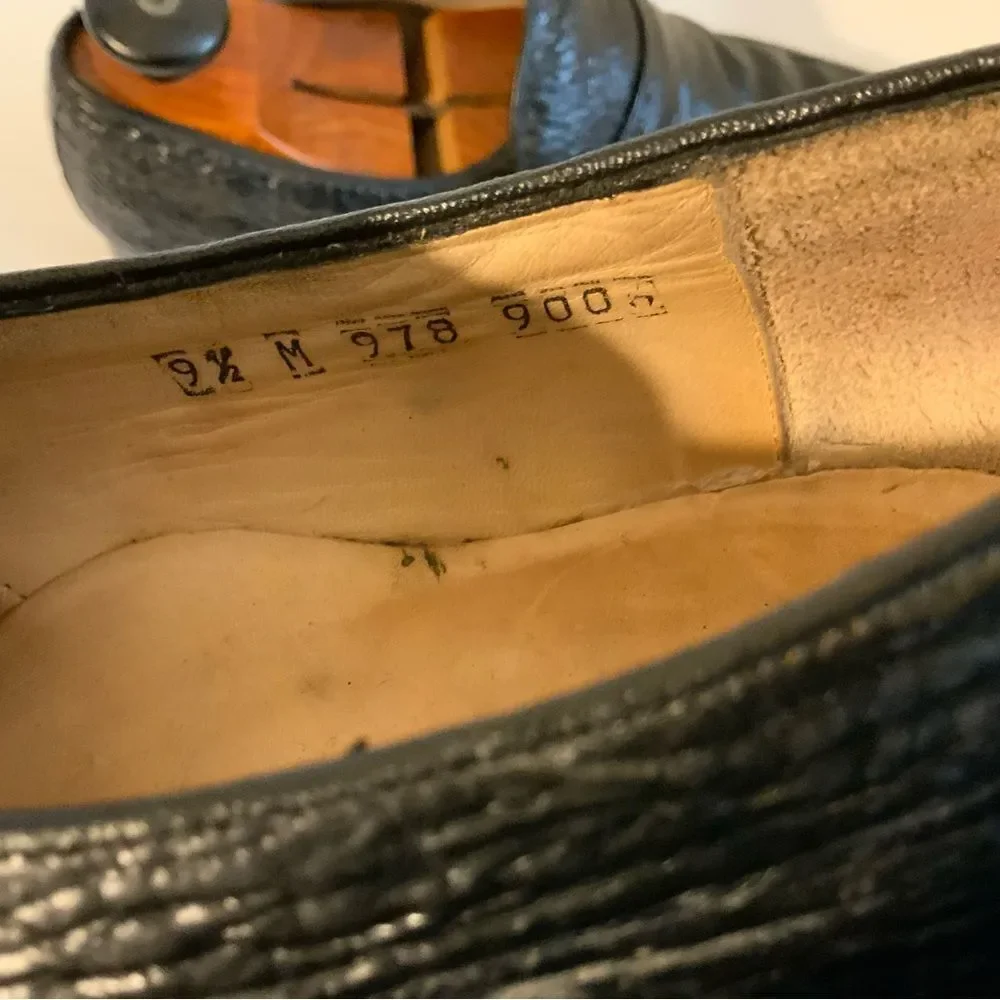 Rare Vintage D’Marco Mens Black Embossed Slip On Loafers Shoes US Sz 9.5M